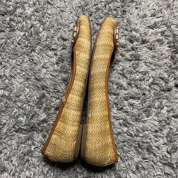 TORY BURCH Reva Ballet Flats Shoes Natural Woven Raffia Straw - Picture 3 of 8